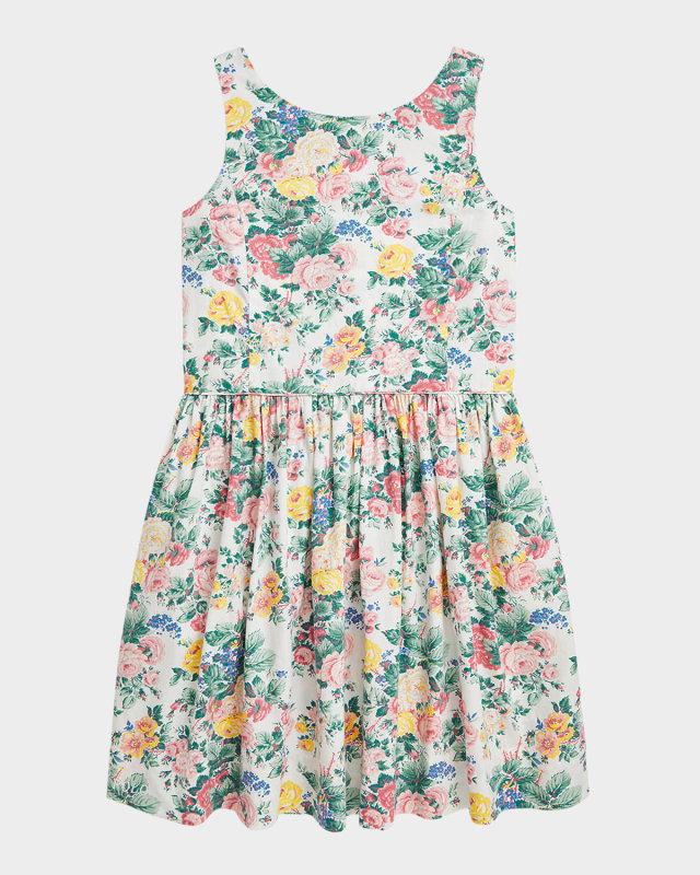 Girl's Sleeveless Floral Poplin Day Dress, Size 7-16